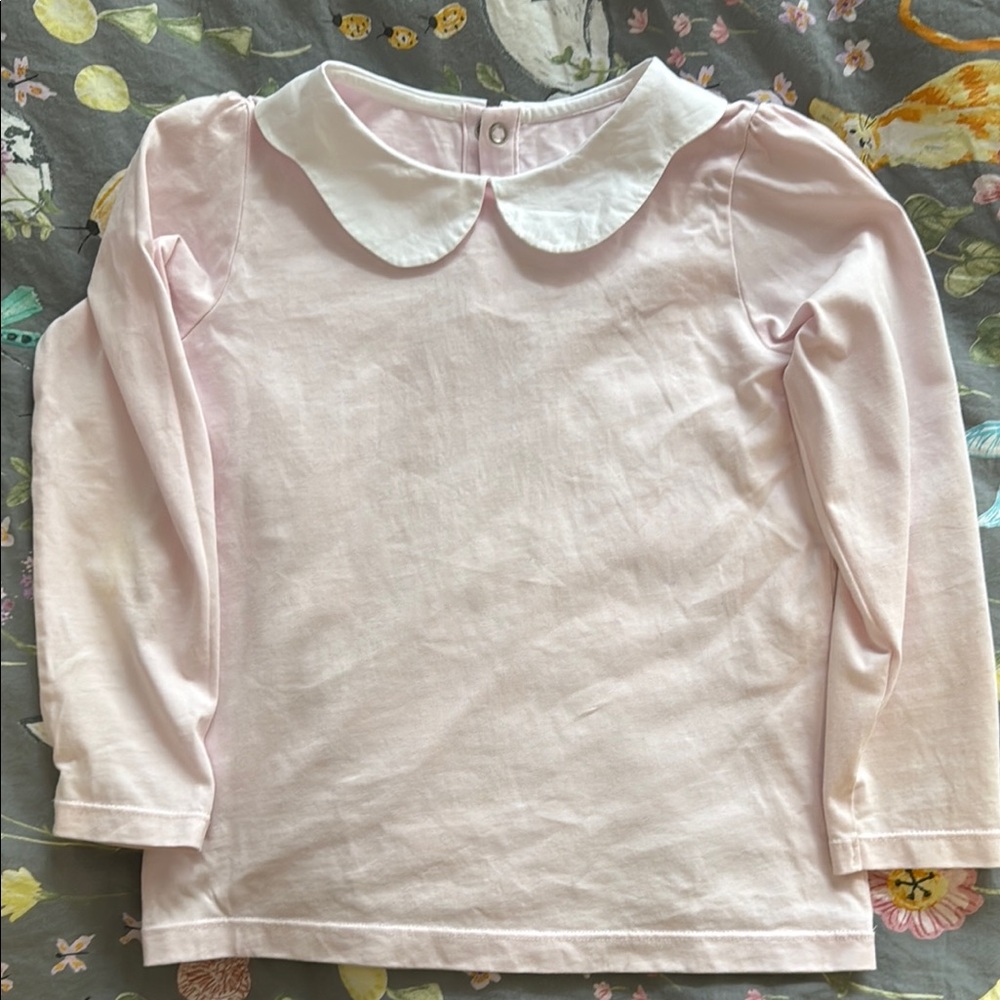 Jacadi Light Pink Long Sleeve Shirt with White Collar